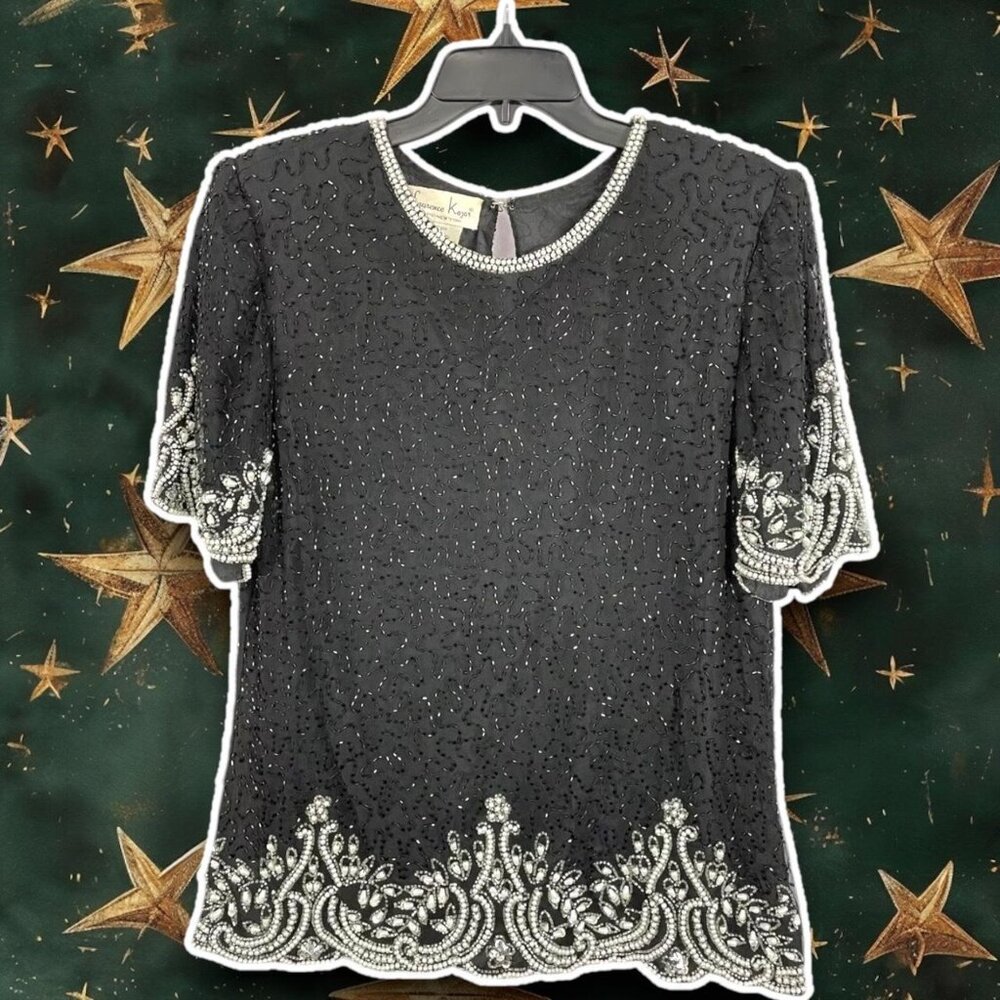Embellished Authentic Vintage Laurence Kazar Silk Top